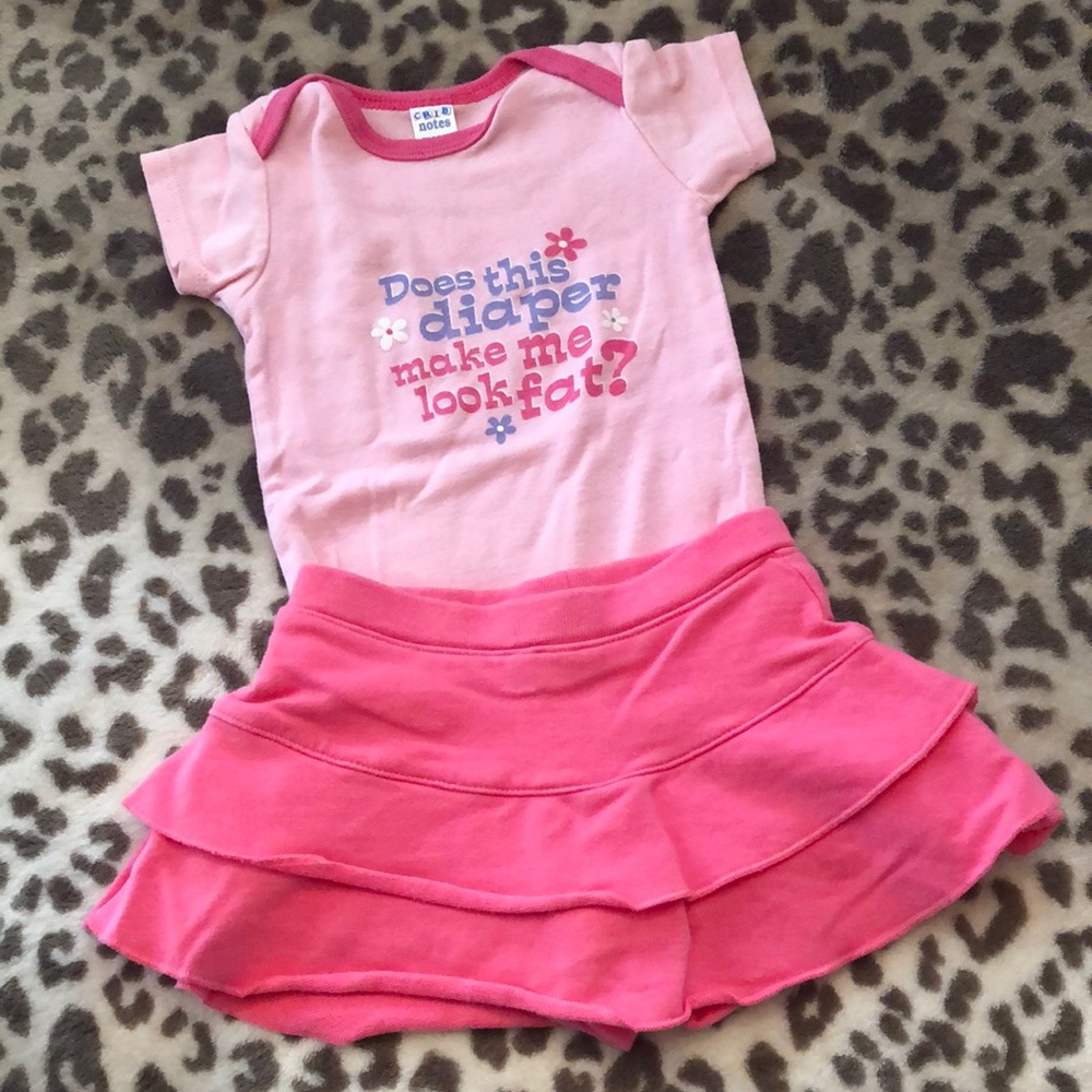 2006 Old Navy Skirt and Graphic Onesie Bundle Outfit in Pink Size 3-6 Months
